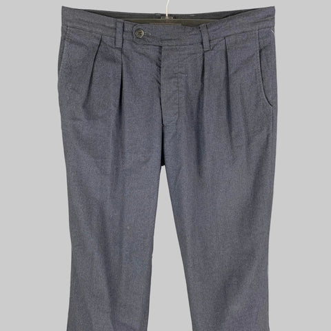 TS (S) Size M Indigo Cotton Blend Pleated Casual Pants