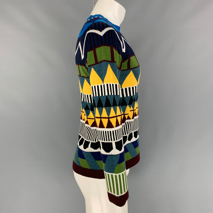 BURBERRY PRORSUM Spring 2012 Size M Multi-Color Geometric Wool / Cashmere Crew-Neck Pullover
