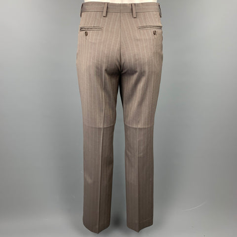TED BAKER Size 38 Regular Taupe Stripe Wool Notch Lapel Suit