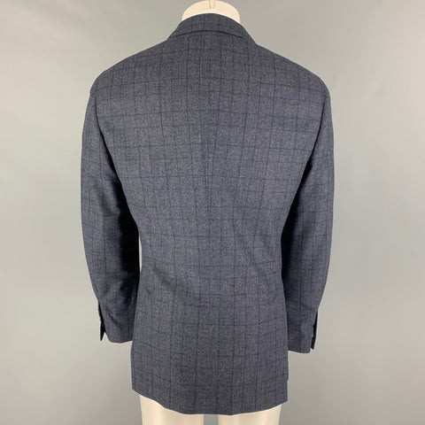 BRUNELLO CUCINELLI Size 40 Blue Glenplaid Wool Blend Sport Coat