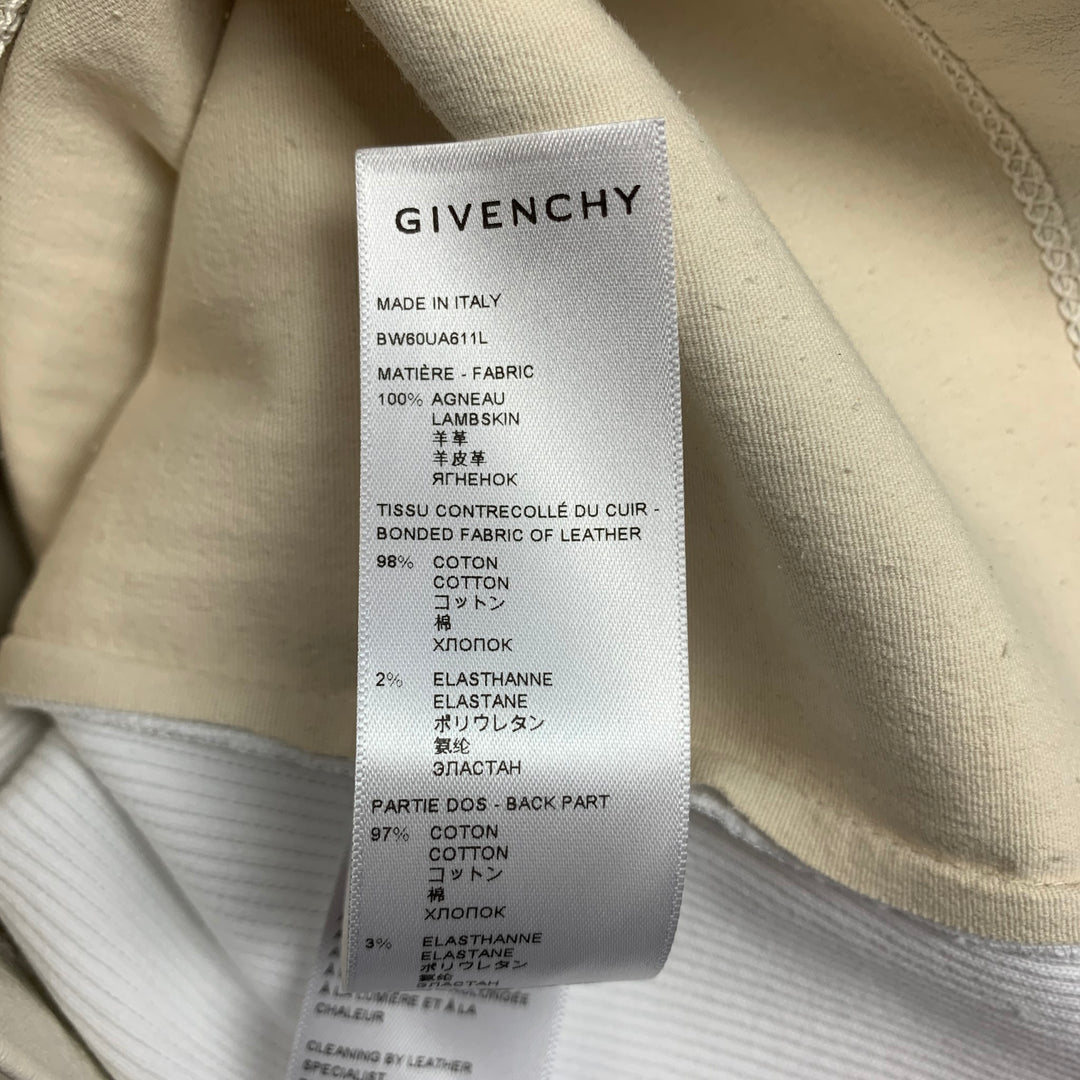 GIVENCHY Size XS Cream Leather Lamb Panel Ribbed Open-Back Sleeveless Top
