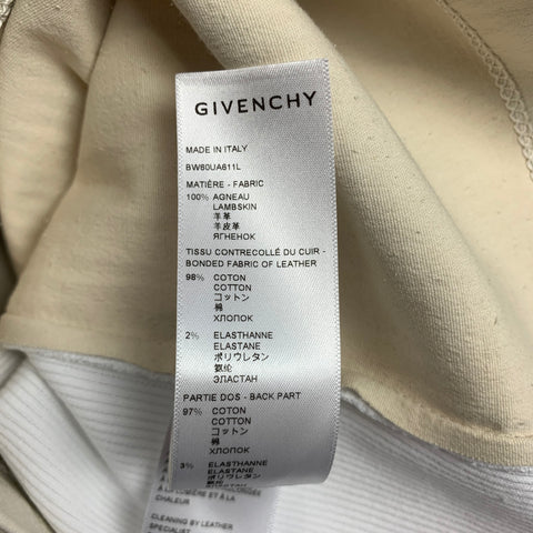 GIVENCHY Taille XS Haut sans manches côtelé à panneau d'agneau en cuir crème