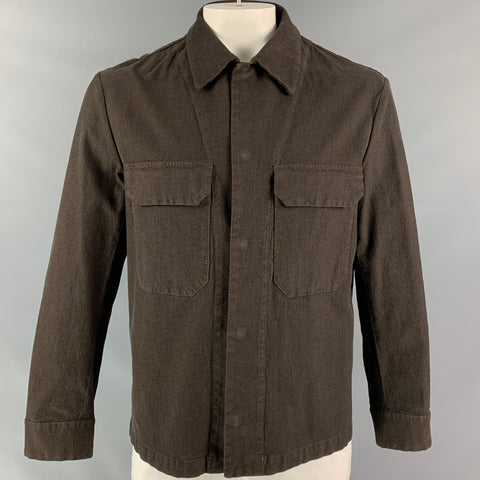 BARENA Taille 44 Chemise à manches longues boutonnée en coton et polyester marron