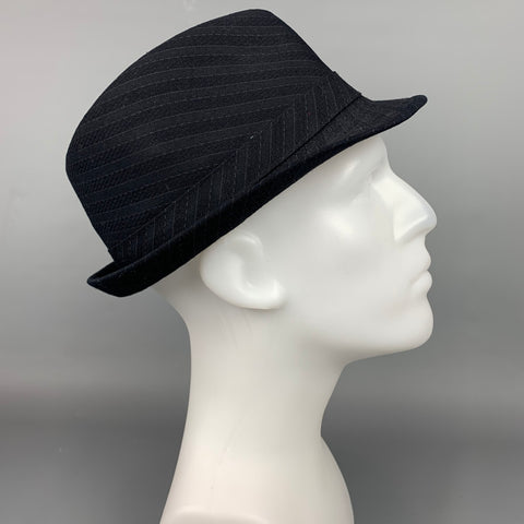 HENSCHEL HAT CO. Size L Black Stripe Polyester Fedora Hat