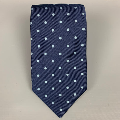 LUCIANO BARBERA Navy & Light Blue Dots Silk Tie