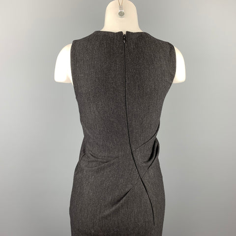 HALSTON Size 4 Charcoal Heather Virgin Wool Blend Sleeveless Sheath Dress