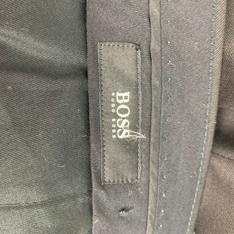 HUGO BOSS Size 38 Black Wool Notch Lapel Tuxedo Suit