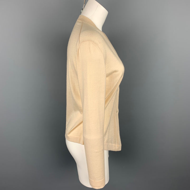 VINTAGE Size M Cream Knitted Cashmere / Silk Asymmetrical Cardigan