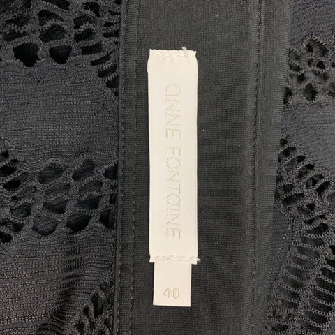 ANNE FONTAINE Talla 8 Blusa paraíso con botones de poliamida recortada negra