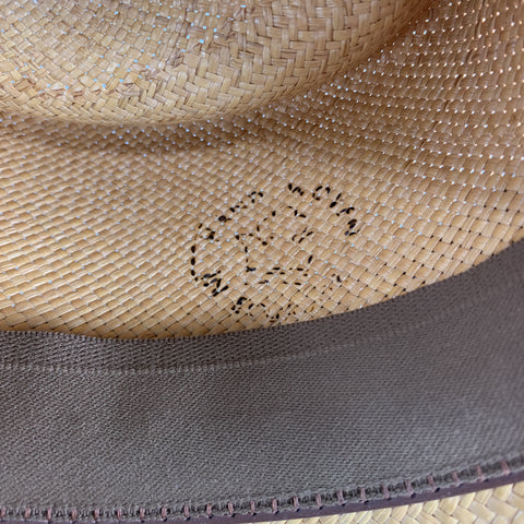 STETSON Sombrero de rayas fruncidas de paja tejida natural
