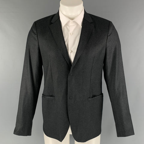 EMPORIO ARMANI Size 38 Charcoal Solid Wool Elastane Sport Coat