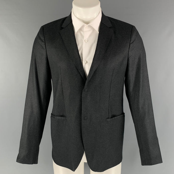 EMPORIO ARMANI Size 38 Charcoal Solid Wool Elastane Sport Coat