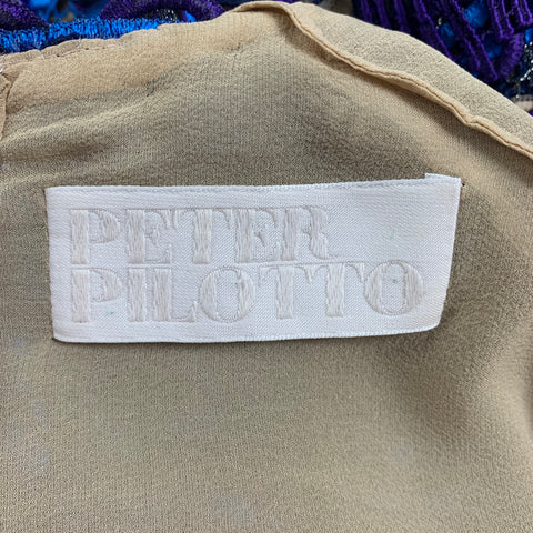 PETER PILOTTO Size 8 Purple Blue Polyester Embroidered Sleeveless Cocktail Dress