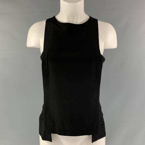 THAKOON Size M Black Silk Solid Asymmetrical Blouse