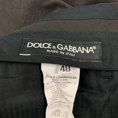 DOLCE & GABBANA Size 32 Charcoal Virgin Wool Flat Front Dress Pants