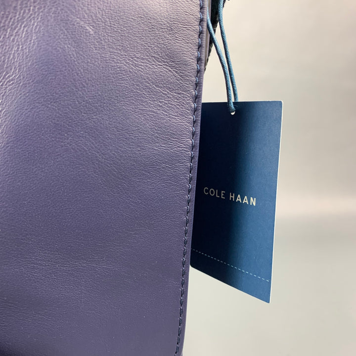 COLE HAAN Blue Leather Messenger Bag