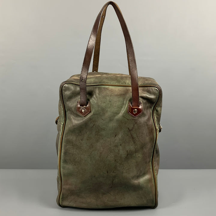 Bolso NUMERO 10 de piel desgastada gris verde