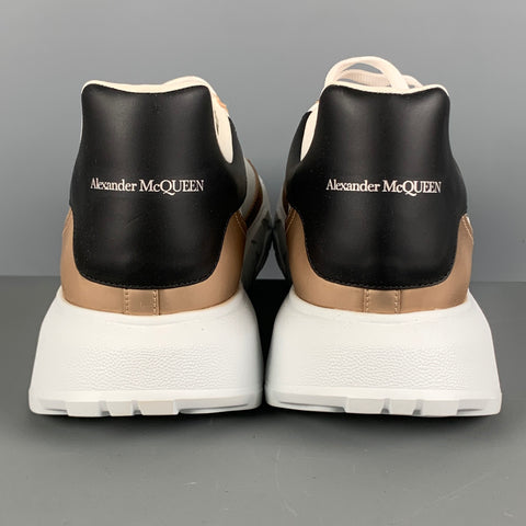 ALEXANDER MCQUEEN Size 11 White Gold Leather Platform Sneakers