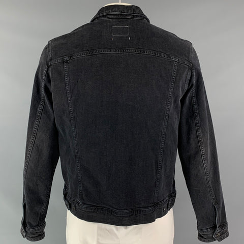 RAG & BONE Trucker Chest Size L Black Distressed Denim Jacket