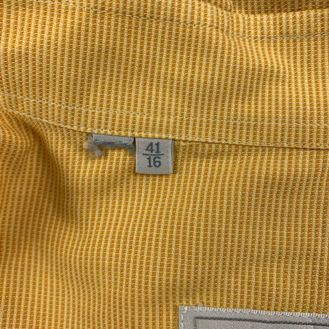ERMENEGILDO ZEGNA Soft Size L Yellow Nailhead Cotton Button Up Long Sleeve Shirt