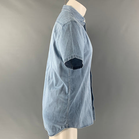 ACNE STUDIOS Size M Light Blue Washed Cotton Button Up Short Sleeve Shirt