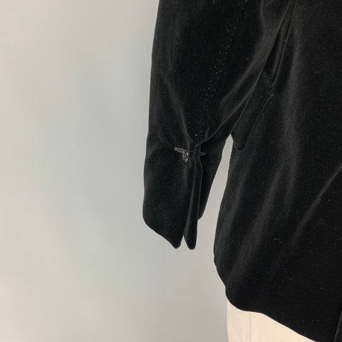 PAUL SMITH Size 42 Black Velvet Cotton Viscose Notch Lapel Sport Coat