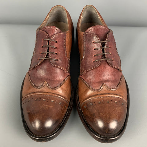 MOMA Size 8 Brown Perforated Leather Cap Toe Lace Up Shoes