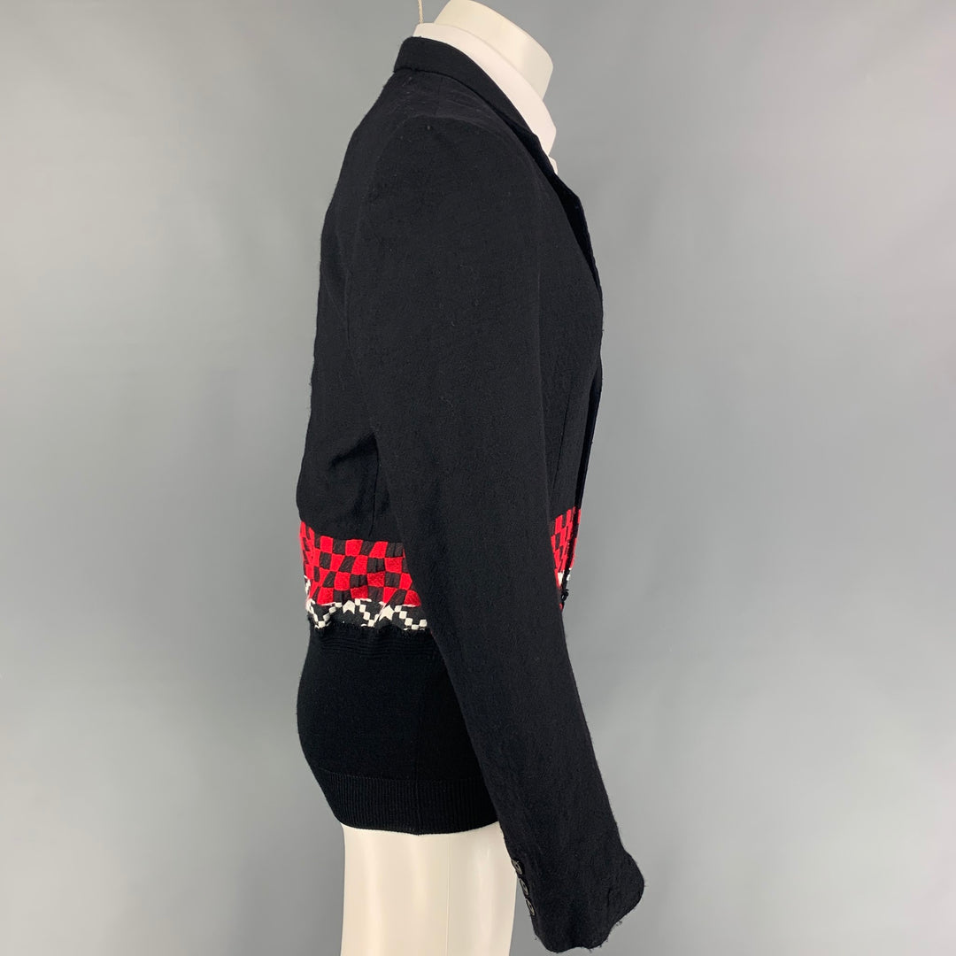 HAIDER ACKERMANN Size 38 Black Mixed Fabrics Wool Notch Lapel Sport Coat