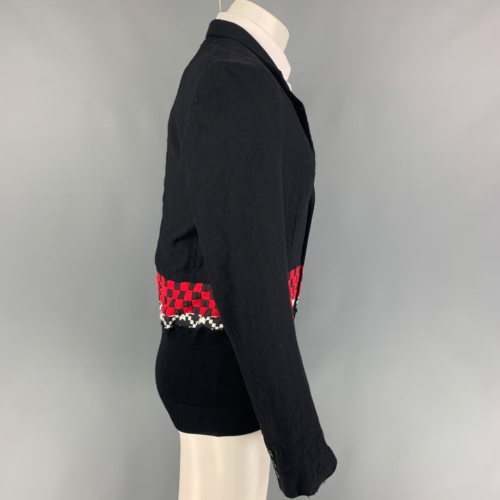 HAIDER ACKERMANN Size 38 Black Mixed Fabrics Wool Notch Lapel Sport Coat