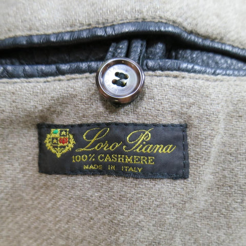 LORO PIANA 44 Black Leather Drawstring Waist Cashmere Lining 'Horsey'  Jacket