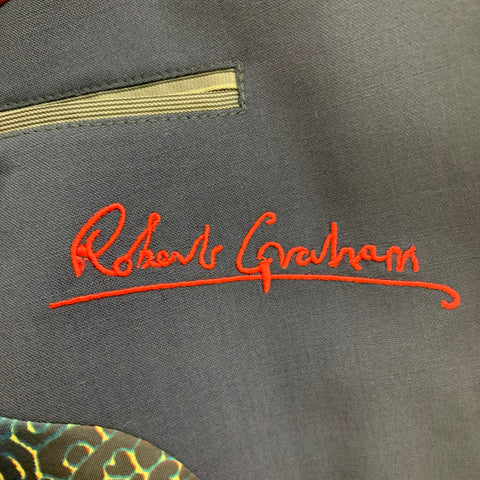 ROBERT GRAHAM Size 46 Navy Wool Single Breasted Sport Coat