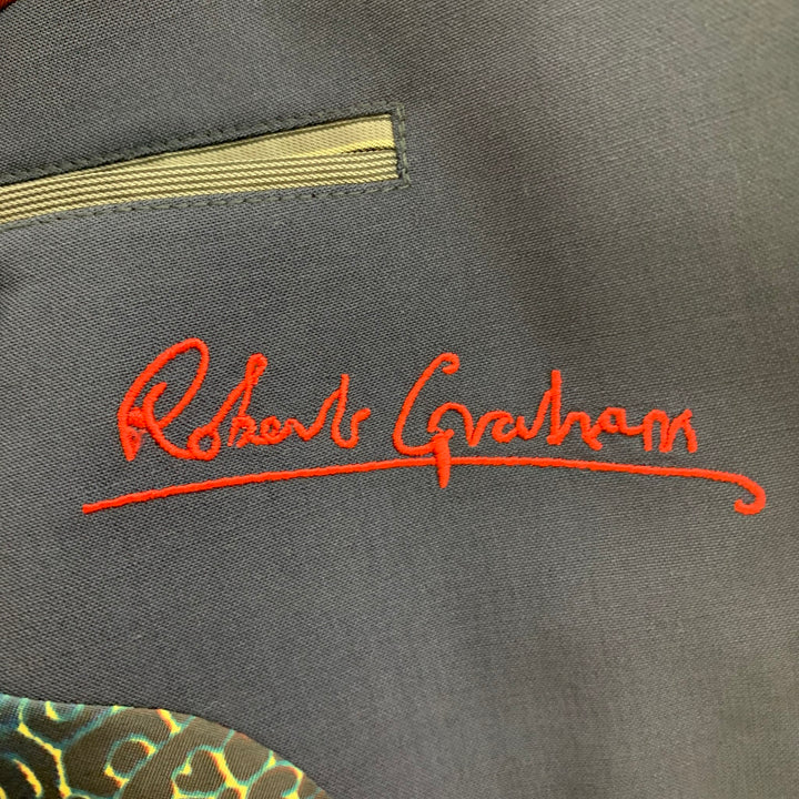 ROBERT GRAHAM Taille 46 Manteau de sport à simple boutonnage en laine marine