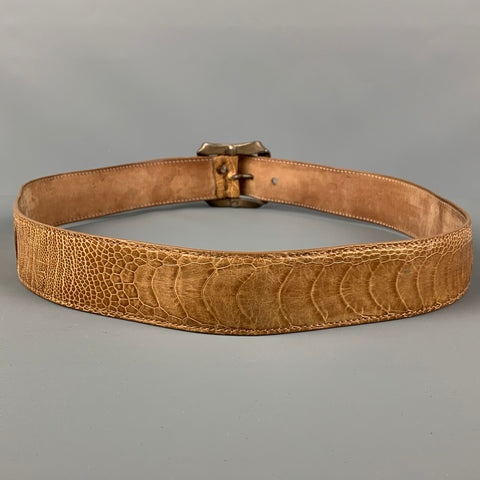 DOLCE & GABBANA Size M Tan Alligator Sterling Silver Buckle Belt