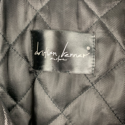 CHRISTIAN BENNER Size XS Black & Silver Solid Leather Biker Jacket