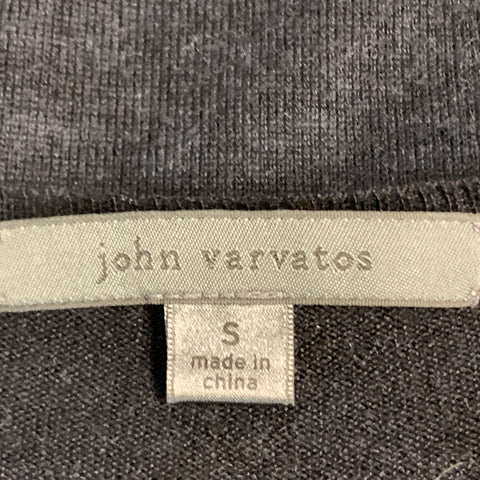 JOHN VARVATOS Size S Black & Navy Heather Silk / Cashmere Crew-Neck Pullover Sweater