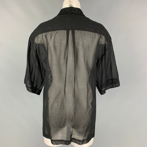 DRIES VAN NOTEN Size M Black Cotton Blend Payettes Short Sleeve Shirt