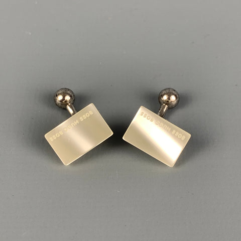 BOSS by HUGO BOSS Beige Marbled Silver Tone Cuff Links