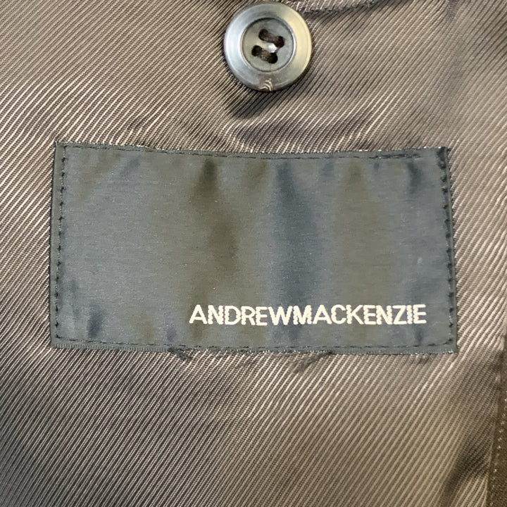 ANDREW MACKENZIE Size 38 Brown Stripe Cotton / Wool Peak Lapel Buttons Trim  Sport Coat