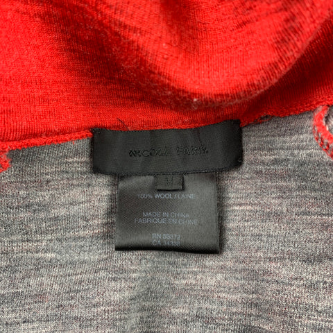 NICOLE FARHI Size M Red Wool Zip Up High Collar Pullover Sweater