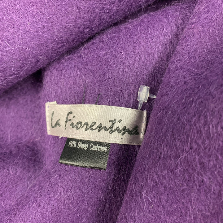 LA FIORENTINA Purple Cashmere Fur Pom Pom Scarf