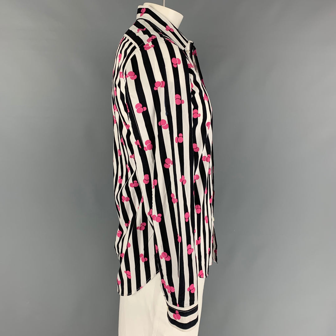 MARC by MARC JACOBS Size L Black White Stripe Cotton Button Up Long Sleeve Shirt
