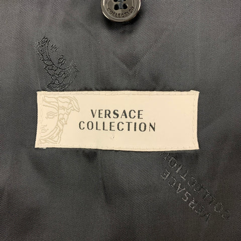VERSACE COLLECTION Size 44 Black Navy Floral Acetate Wool Sport Coat