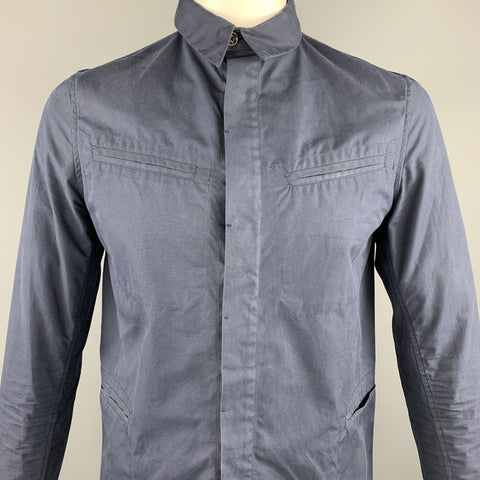 THE LOST EXPLORER Size L Navy Cotton Hidden Buttons Jacket