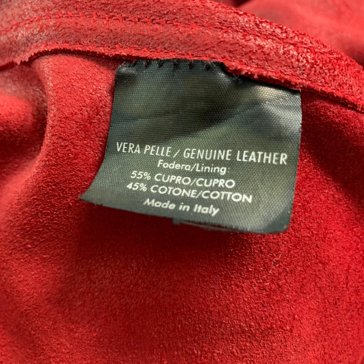 GUCCI Size 42 Red Suede Trucker Jacket