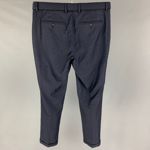 THE KOOPLES Size 30 Navy Wool Belted Dress Pants