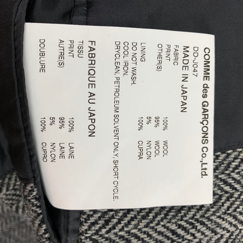 COMME des GARCONS HOMME DEUX Size S Charcoal Grey Black Herringbone Sport Coat