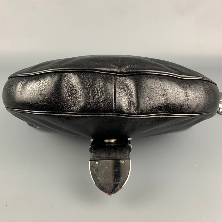 GUCCI Black & Silver Leather Shoulder Bag