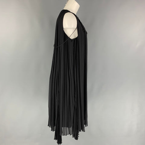 HUSSEIN CHALAYAN Taille M Robe trapèze plissée en soie noire