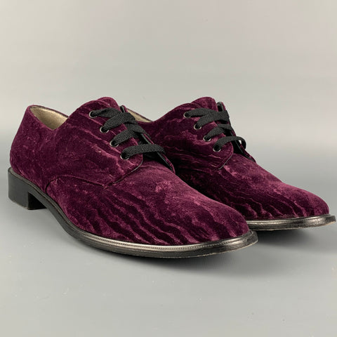 ROBERT CLERGERIE Talla 8.5 Zapatos con cordones de jacquard de terciopelo morado