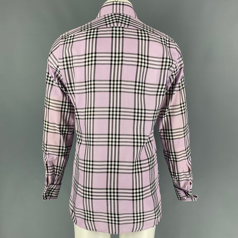 TOM FORD Size M Lilac Black White Plaid Cotton Long Sleeve Shirt